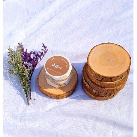 WOODSLICE NATURAL / TATAKAN GELAS KAYU COASTER / PROPERTI FOTO PRODUK