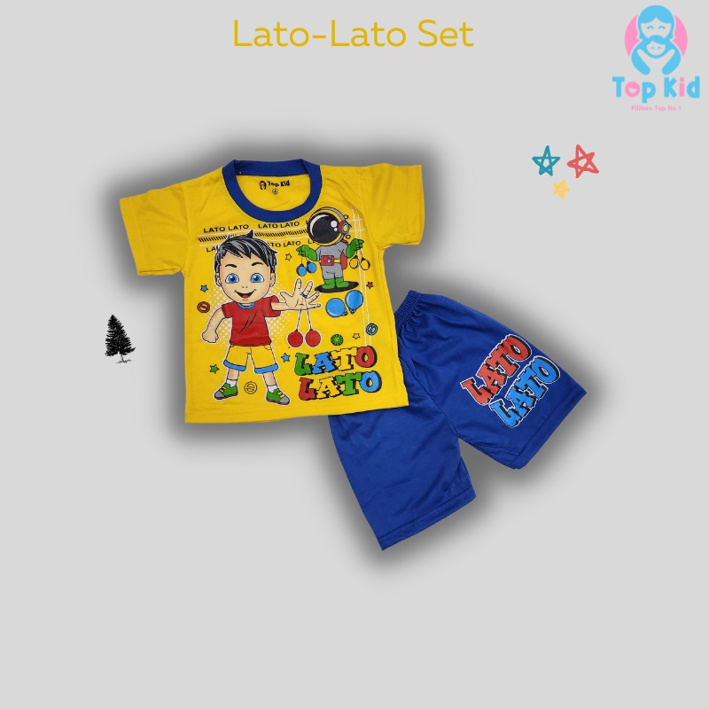 Baju Setelan Kaos Anak Laki-Laki Motif Lato-Lato