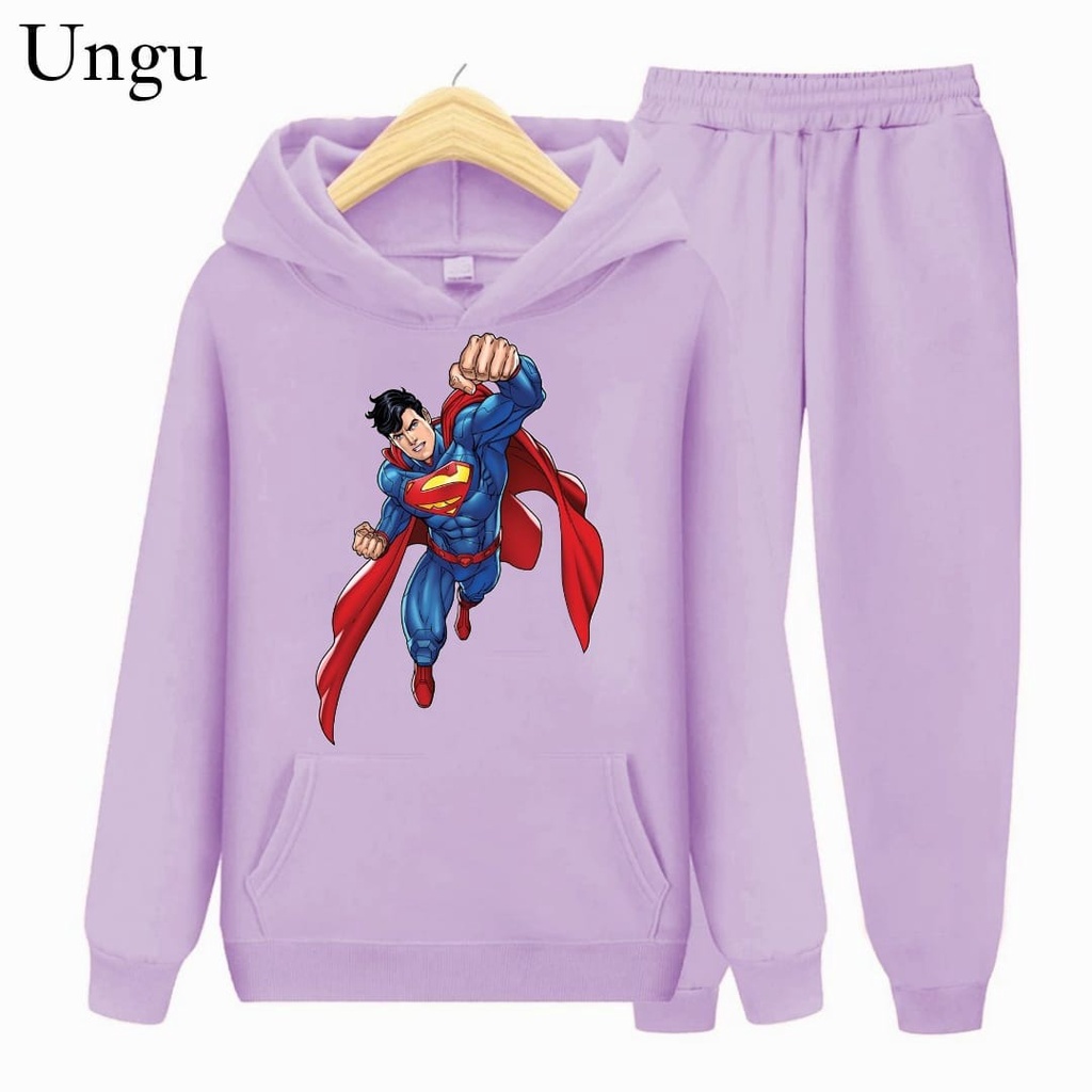 Hzl_outfit Setelan Sweater Superman Anak Laki-Laki S.M.XL