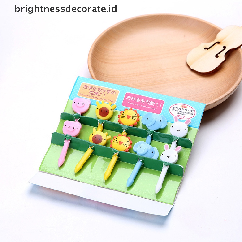 [Birth] Garpu Buah Mini Kartun Anak Snack Kue Dessert Fruit Pick Tusuk Gigi Decor [ID]