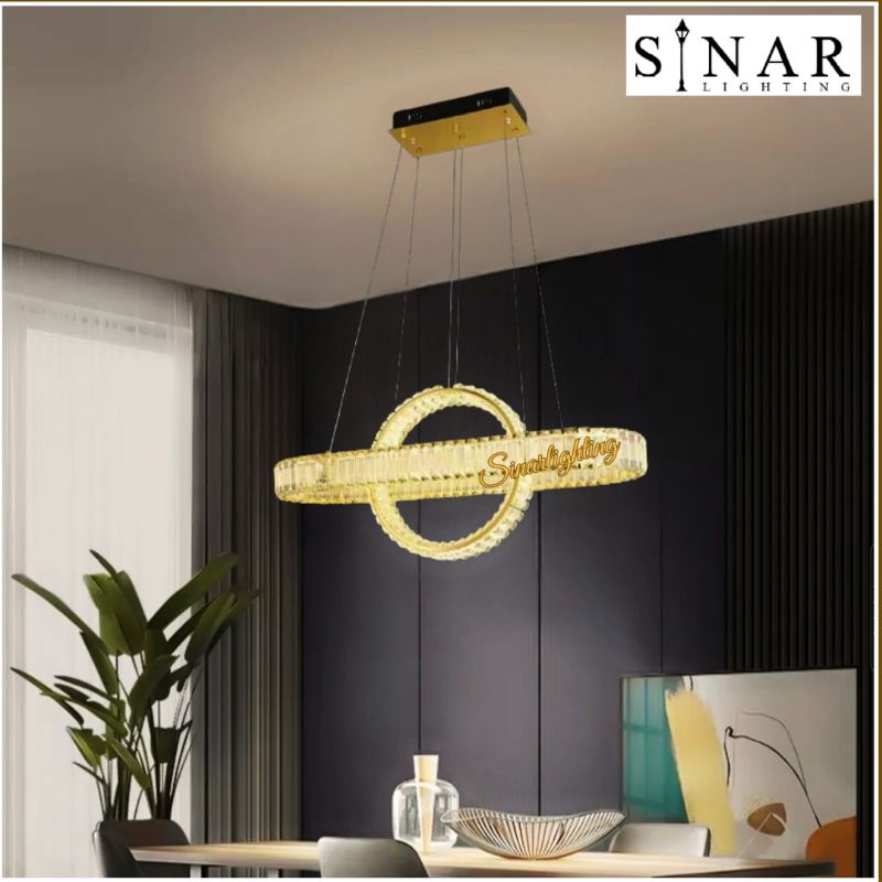 Lampu gantung meja makan Gold kristal G414