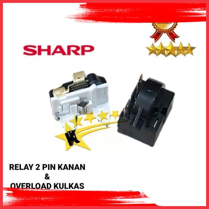 (JMS) Relay 2 Pin Kanan + Ptc Overload Kulkas Sharp 1 Pintu / 2 Pintu