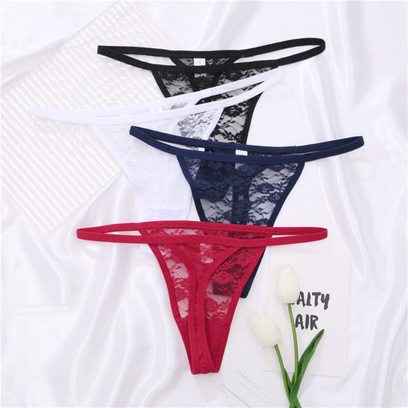 FINETOO FT48 Sexy Celana Dalam Wanita Renda Tali Tipis Thong Women Lace Panty Soft G-string