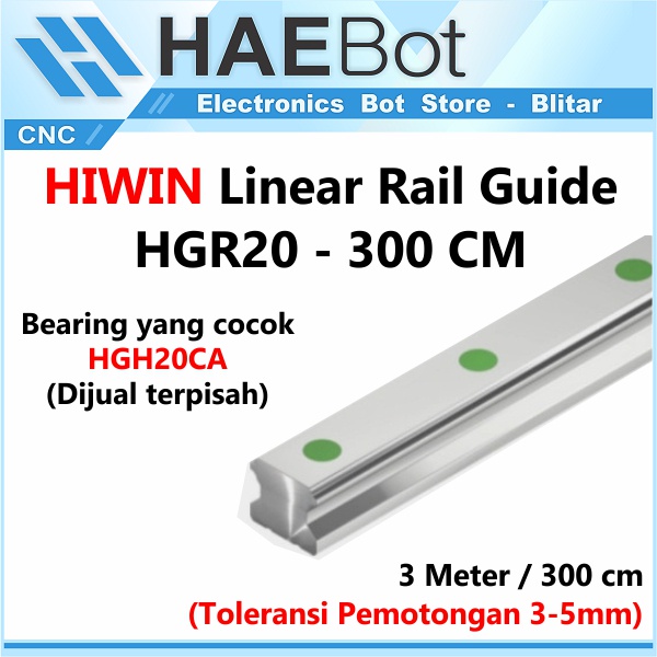 [HAEBOT] HIWIN Linear Guide Rail HGR20 HGR 20 20mm 300cm Rel CNC Laser CO2 Router Milling Plasma HGH20 Motion Industri Full Triplek Mesin Mekanik Otomasi