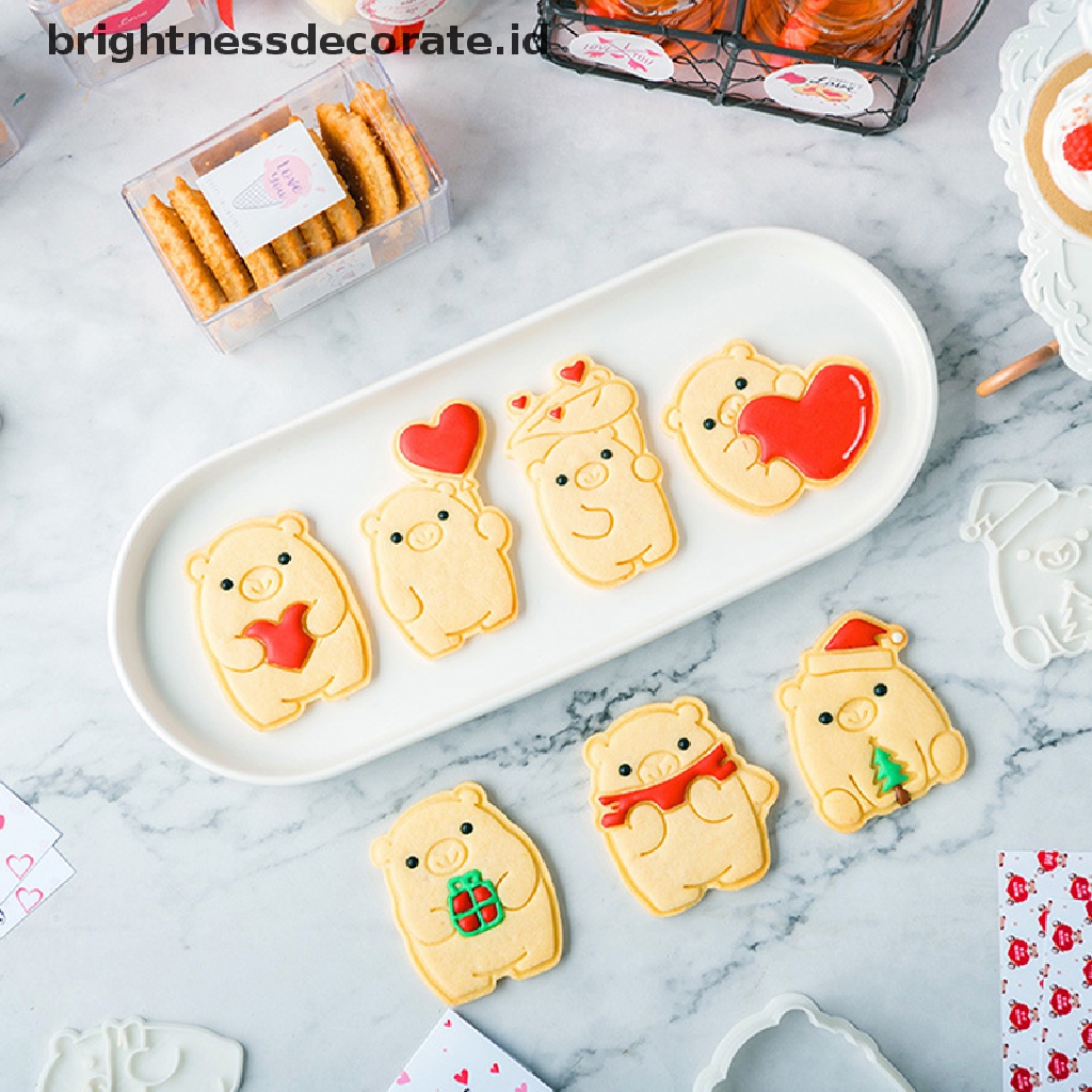 [Birth] 1pc Cetakan Kue Kering Bentuk Beruang Biskuit Valene's Day Baking Tool [ID]