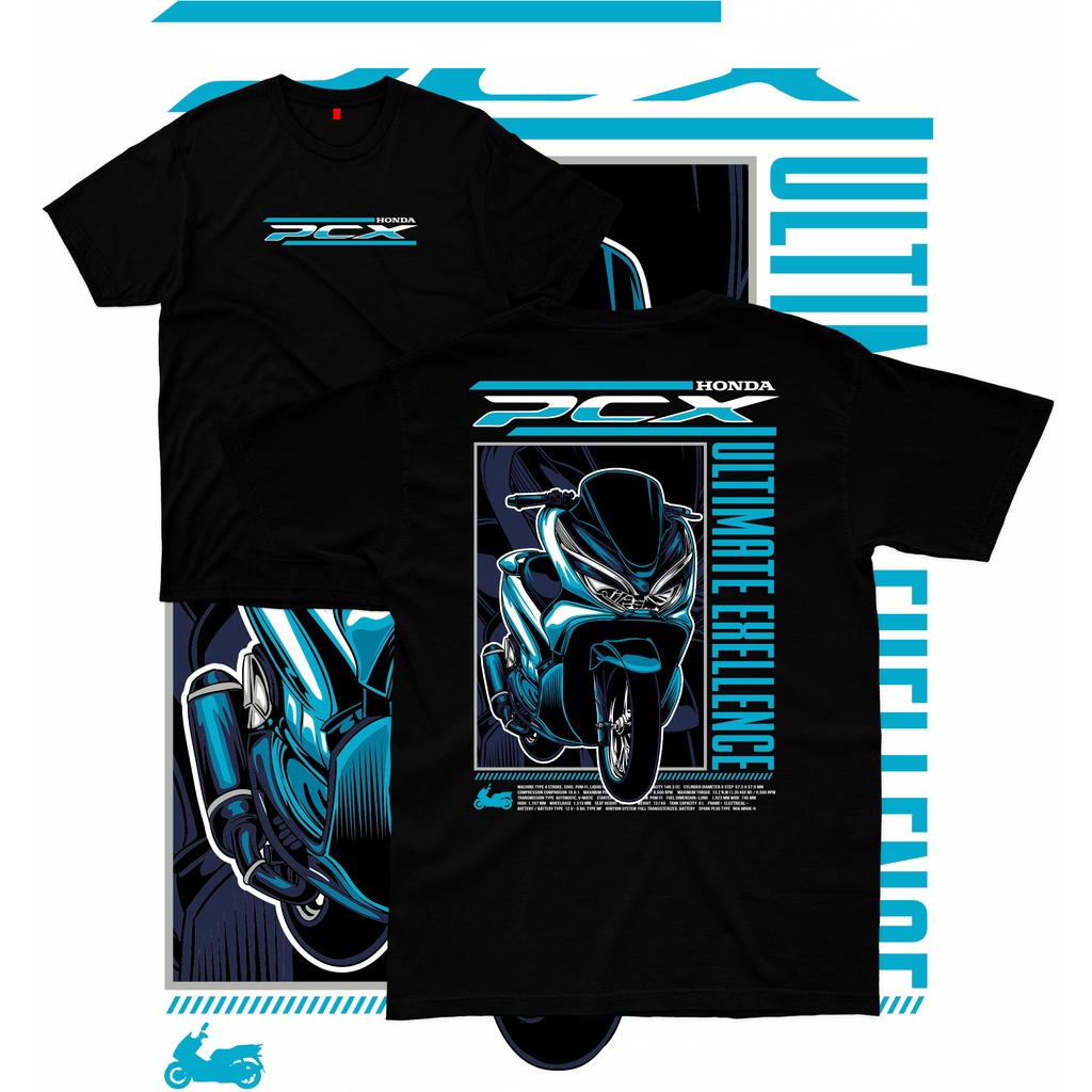 Kaos Drifthreats MODIFIKASI PCX BLUE Pria Wanita Hitam