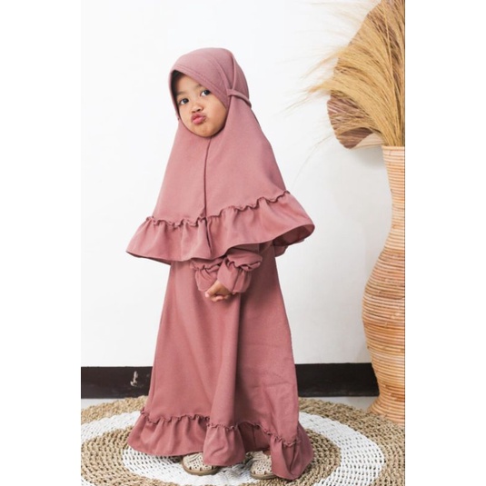 Gamis Anak Perempuan terbaru Plus jilbab baju lebaran 2023, Setelan Gamis Anak FloryCandy Original