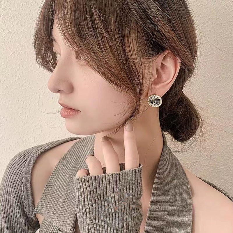 RRNS 153 Anting Wanita Tusuk Bunga Hias Kristal Women Earrings Korea Aksesoris Fashion