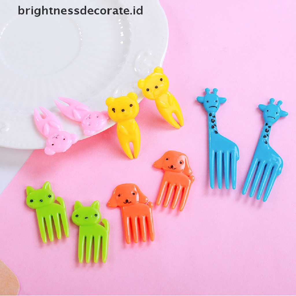 [Birth] Garpu Buah Mini Kartun Anak Snack Kue Dessert Fruit Pick Tusuk Gigi Decor [ID]