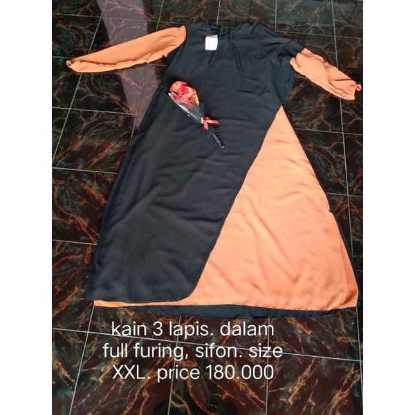 gamis_sifon full furing anti nrawang dress remaja dewasa full furing