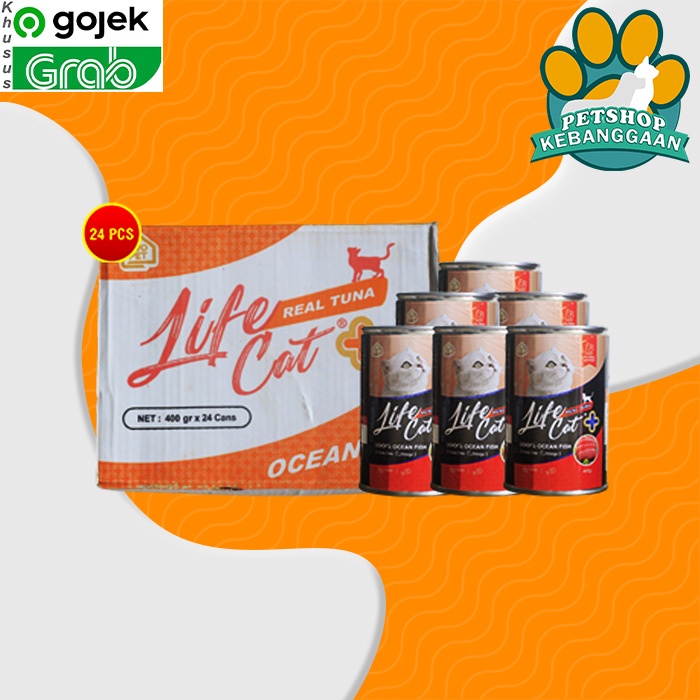 GOSEND Makanan Kucing Life cat Plus Wet Food Kaleng Dus 24Pcs 400gr