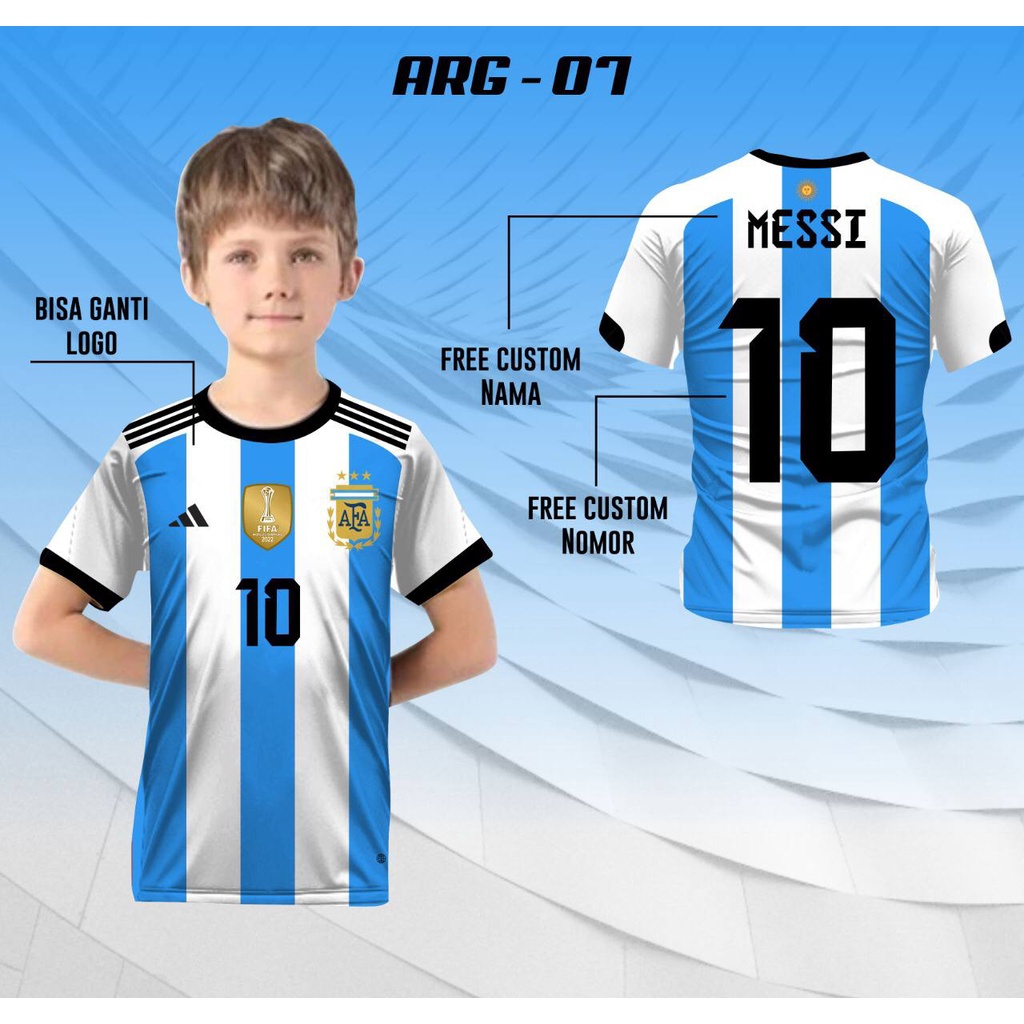 Jersey argentina juara piala dunia 2022 baju messi kaos anak