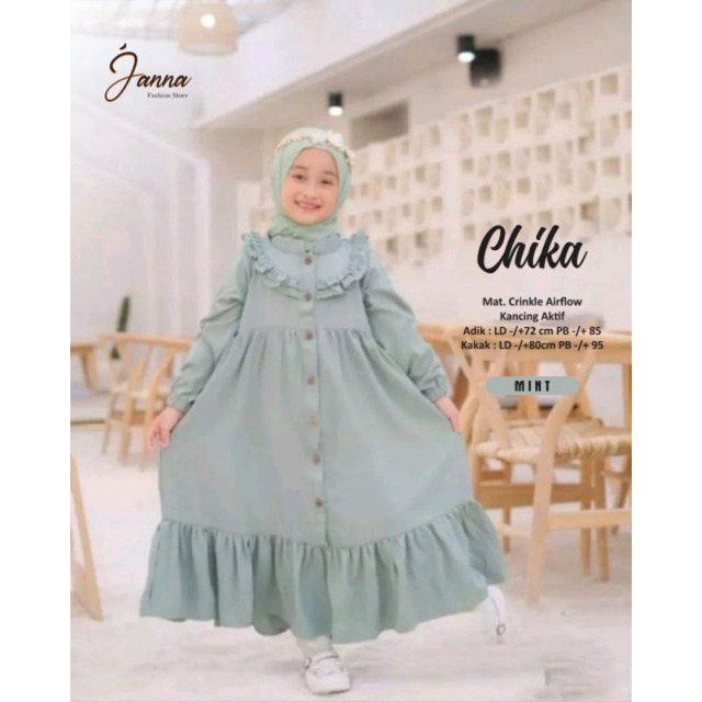 CHIKA DRESS KIDS BAJU MUSLIM ANAK PEREMPUAN BY JANNA