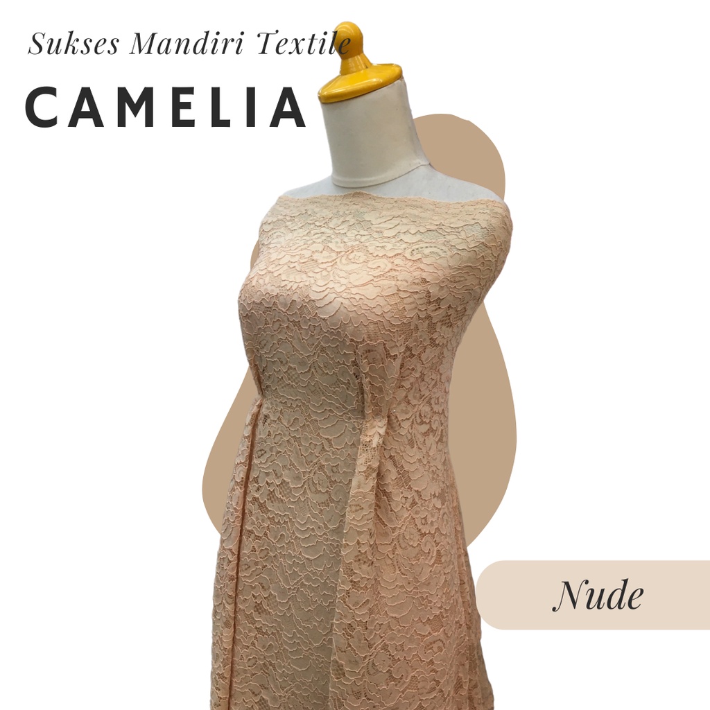 [CAMELIA] Brukat Lembut Warna Nude Kulit Krim Cream | Harga ½ meter = 50 cm (Bahan Dress Bridesmaid,
