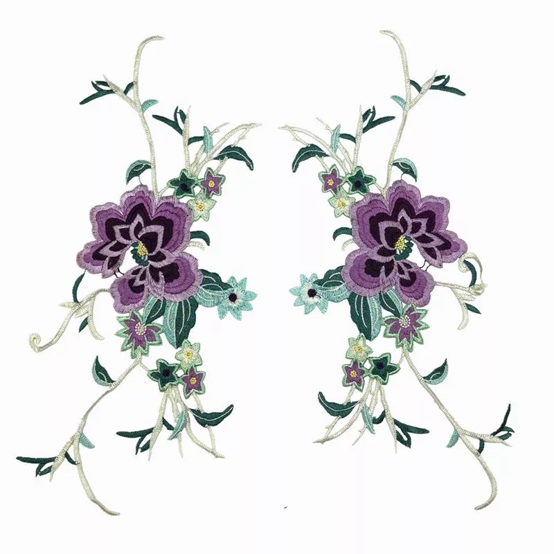 3Pcs/Set Purple Patch Repair Embroidery Sew On Patch for Clothing