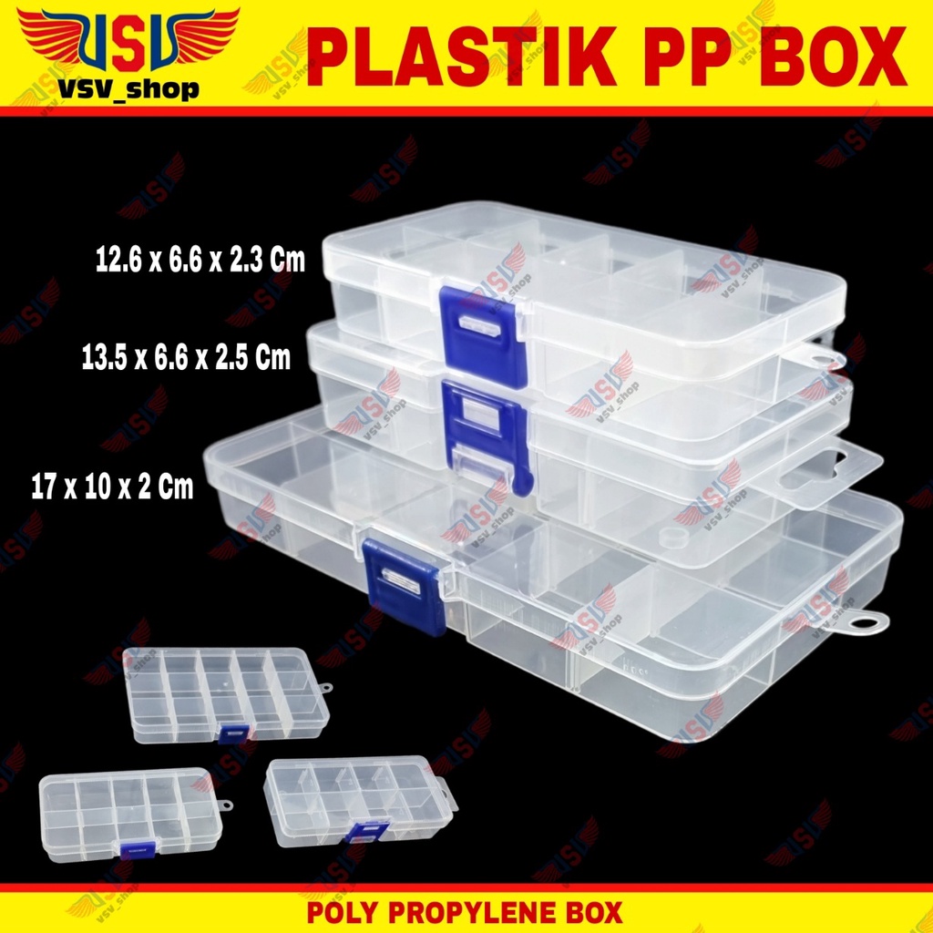 Kotak Plastik 10 Sekat Penyimpanan Box Plastik PP Case Plastic Storage Box QC10