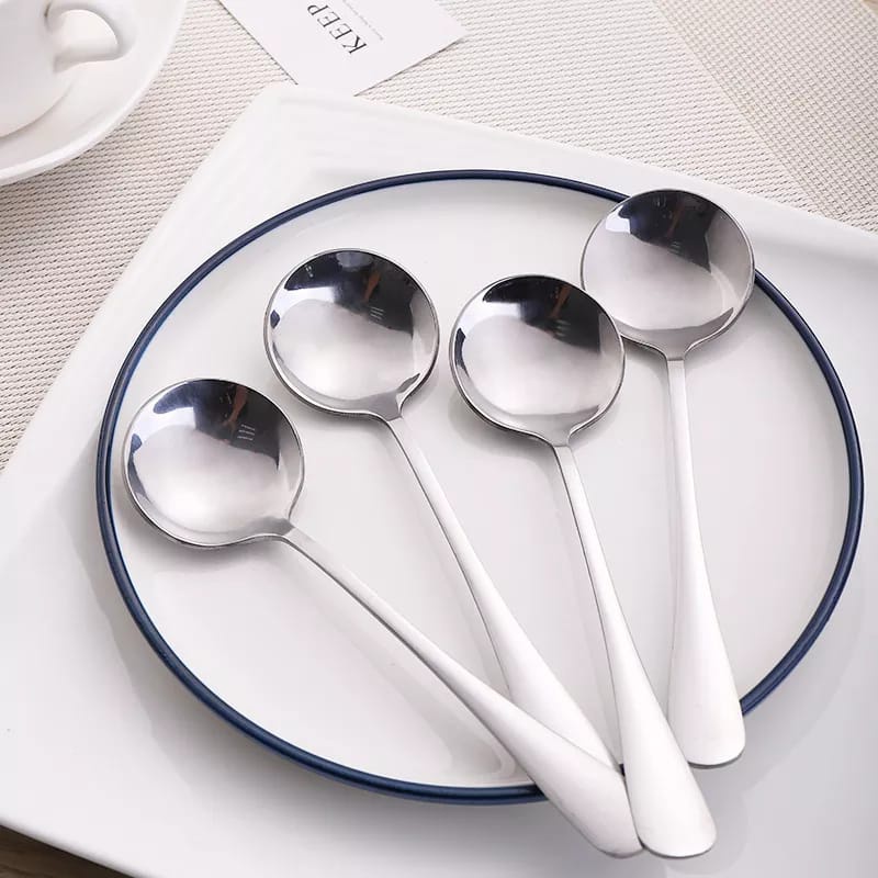 Sendok 1 Set / Pack Isi 6 Pcs Sendok Bulat Garpu Makan Bahan Stainless Steel MALL SHOPPING