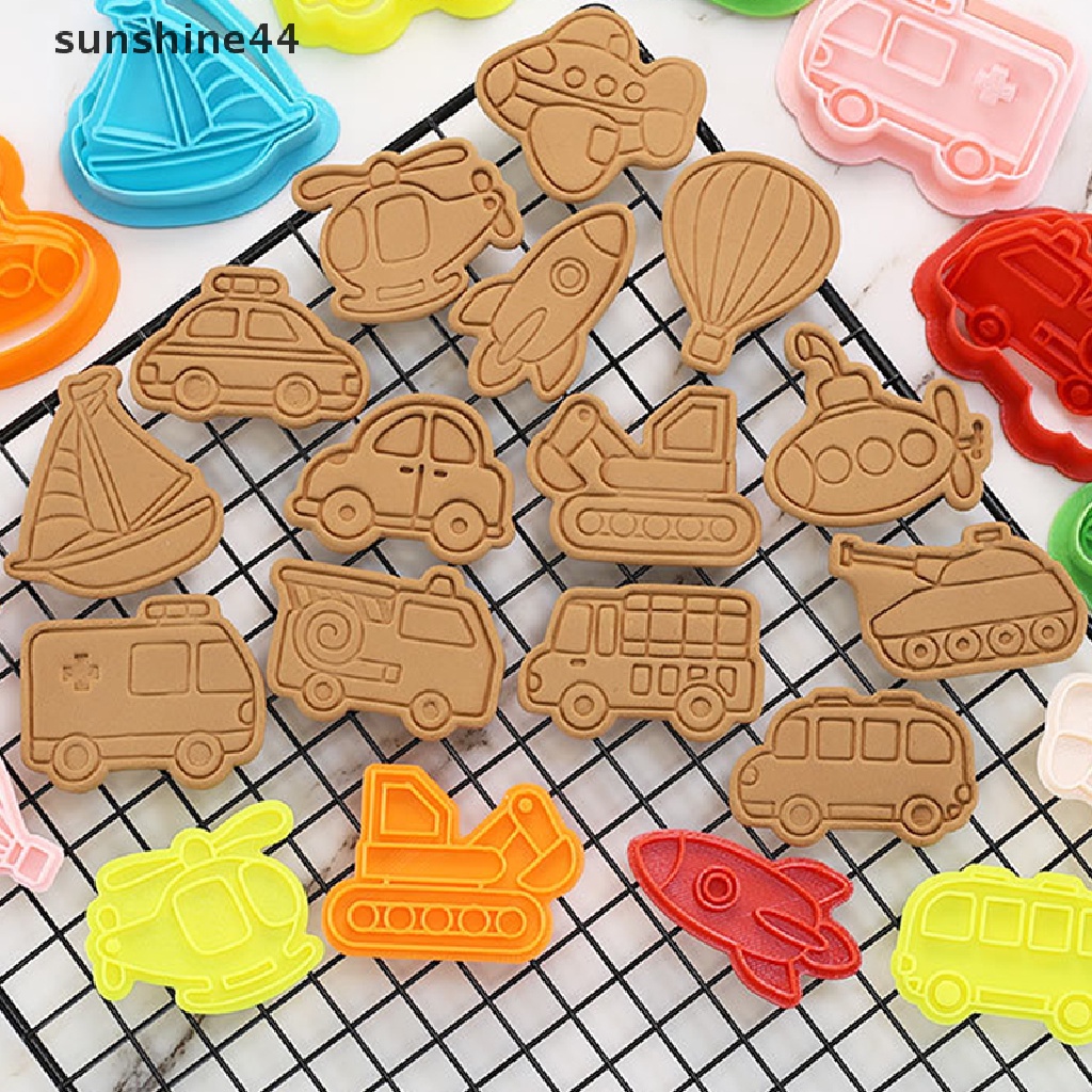 Sunshine 8Pcs Cetakan Biskuit Bentuk Truk Fondant Pastry Cutter Alat Baking Cookies Cetakan.