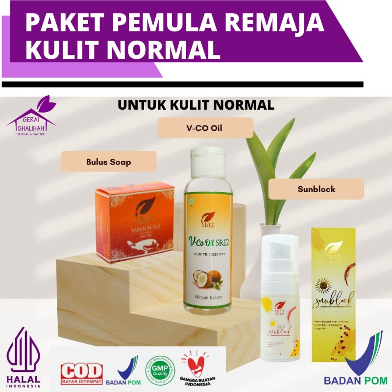 Perawatan wajah Paket pemula Sr12 Basic skincare Kulit normal Skincare remaja bpom
