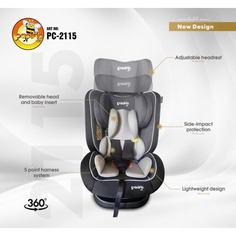 Pacific car seat rotate 360 grup 0+1+2+3 PC-2115 sampe 36 kg tempat duduk mobil anak