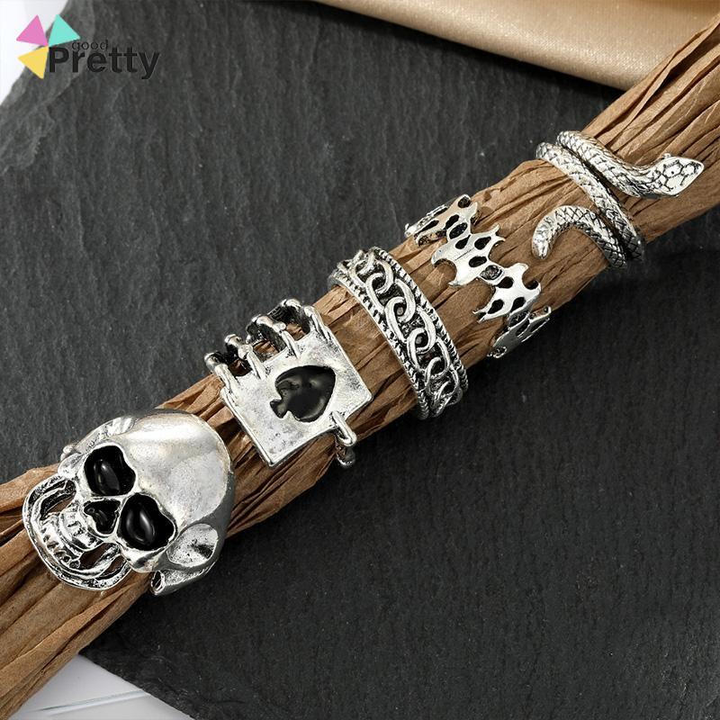 9PCS/SET SWORD RING HIP HOP PUNK SILVERMETAL RING SET - PD