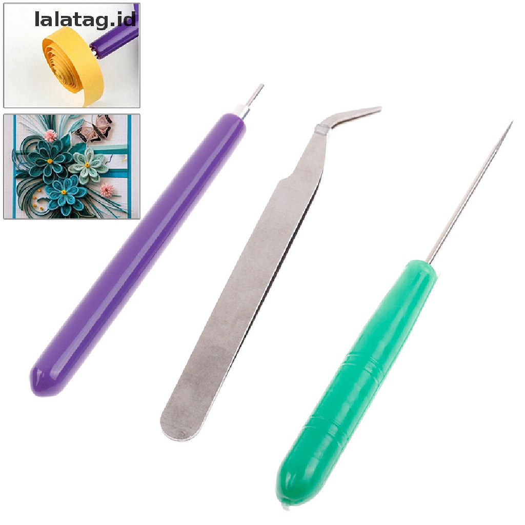 [lalatag] 3pcs Kertas DIY set quilling paper tools tweezer Jarum Pin slotted pen tool kit [ID]