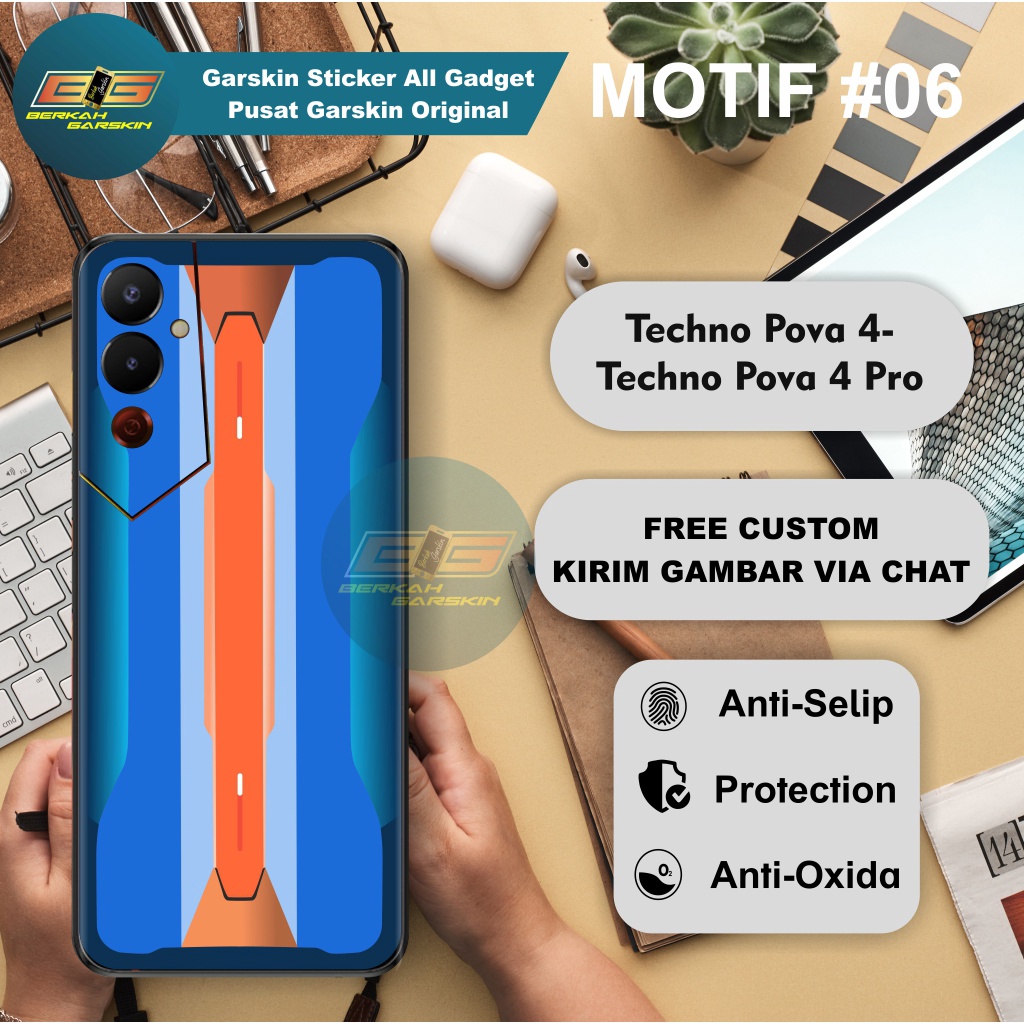 Garskin Stiker Techno Pova 4- Pova 4 pro Motif 6-10 Bisa Request Gambar ISI 2 PCS