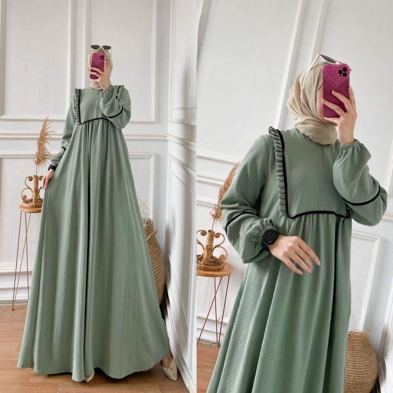 Baju Gamis Muslim Wanita Crinkle Gamis Terbaru 2023 New Mozay Maxy Pakaian Muslim Wanita Kekinian 2023 Fashion Muslim Outfit Gamis Lebaran Viral