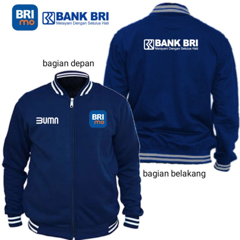 Jual jaket varsity bank BRI brimo bahan cotton fleece tebal Shopee
