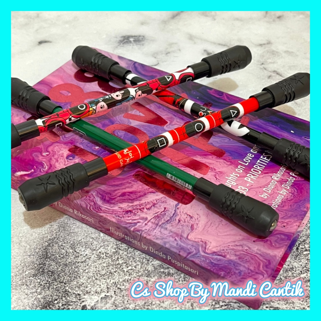 Pulpen Gel Putar Magnet Gambar Game Squid Pen Magnet Lucu