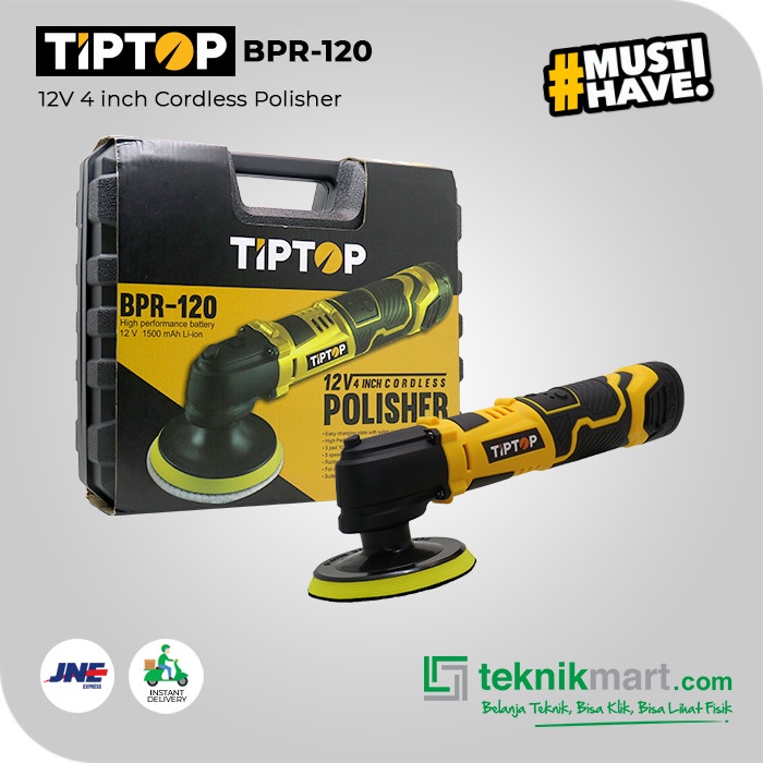 Poles Tip Top Bpr-120 12Volt 4Inch Cordless Polisher / Mesin Poles Baterai