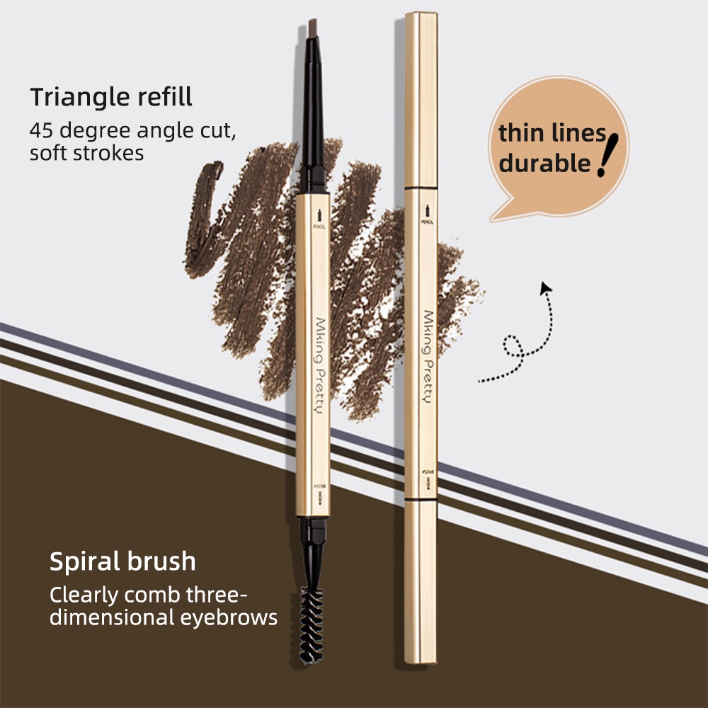 Double Head Eyebrow Pencil Long Lasting Waterproof 4 Colors Eye Brow Pen Pensil Alis Kepala Ganda Tahan Lama Tahan Air 4 Warna Pena Alis Mata