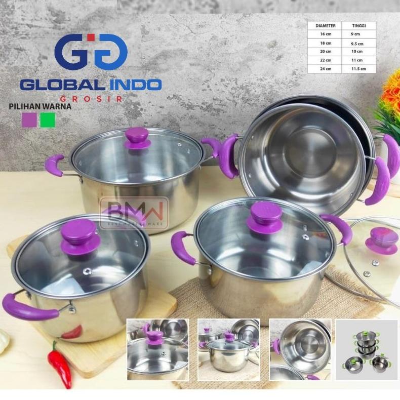 PRODUK- [COD] PANCI SET TUTUP KACA 10 PCS/PANCI OTSUKA STAINLESS / PANCI PRASMANAN PANCI KUAH .