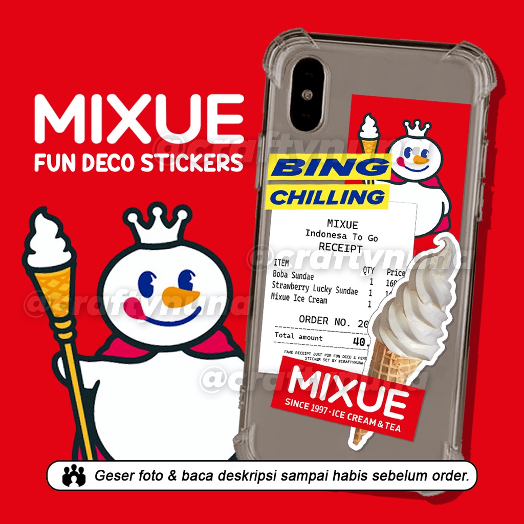 MIXUE FUN AESTHETIC DECO STICKER ART stiker hias case hp casing dekorasi lucu stickers set