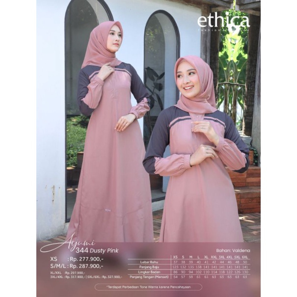 Gamis Ethica Ayumi 344 Plum Ayumi 344 Dusty Pink