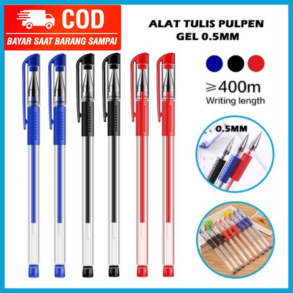 

Pulpen Gel Ink 0.5Mm Alat Tulis Kantor Sekolah Pena Pen Tinta Cair Standart Warna Merah Hitam Biru