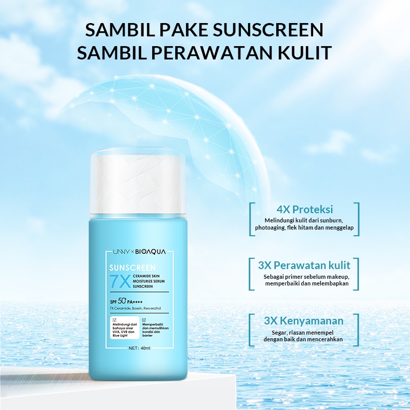 READY BIOAQUA 7X Ceramide Sunblcok Wajah Sunscreen SPF 50 PA++++ 40ml Skincare Sunblock Untuk Skin Barrier Sun Block Badan original