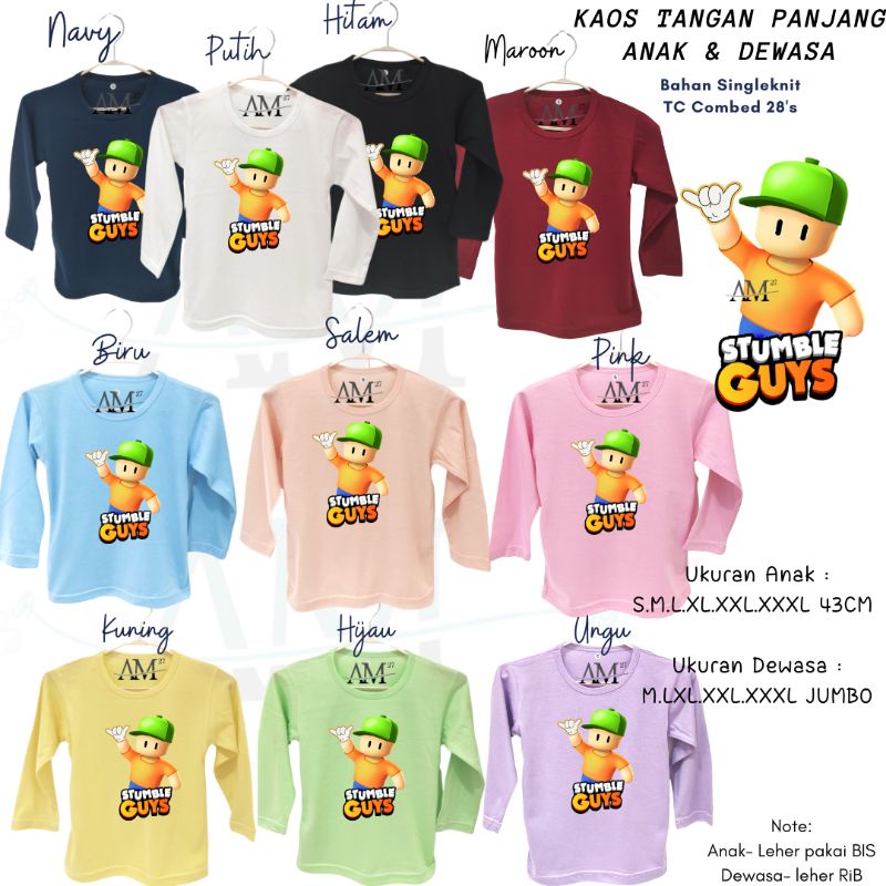 TPJ013 Baju Kaos Anak 1-12 tahun s/d Dewasa FNAF Minecraft Stumble Rainbow Friends