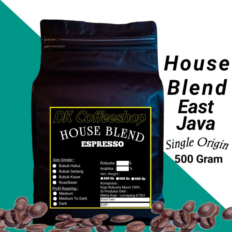 

Kopi House blend Espresso full Robusta 70% Arabika 30% Pilih RoastBean Atau Bubuk