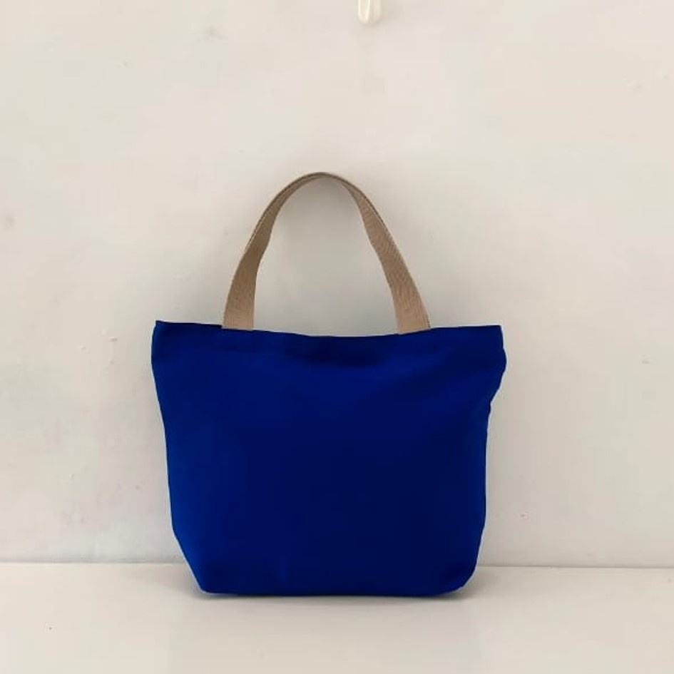 HANDBAG TAS JINJING KANVAS POLOS WARNA BIRU TAS WANITA KANVAS TAS JUMBO RIENS COLLECTIONS