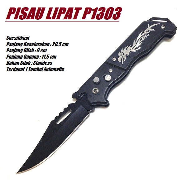 Pisau lipat hunting P1303 pisau lipat automatis ALAT PEMOTONG BUAH SAYUR OUTDOOR