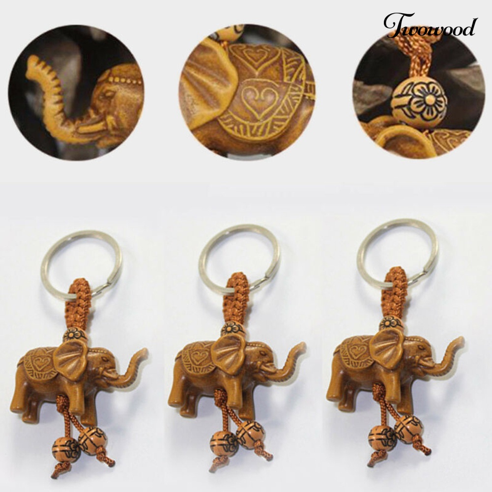 Twowood Lucky Elephant Resin Pendant Keychain Gantungan Kunci Mobil Tempat Tas Dompet Dekorasi Hadiah