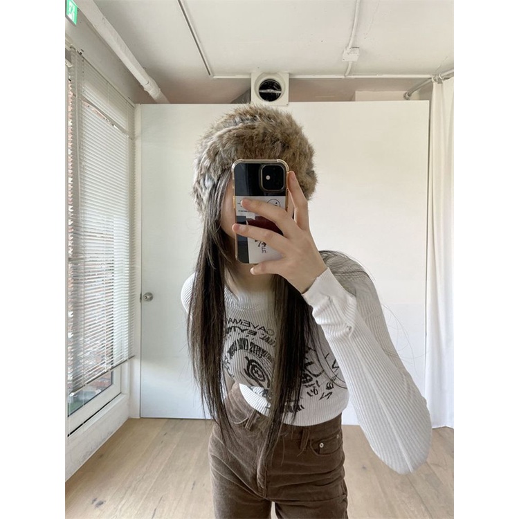 Red Spice girl ceruk gaya Amerika baru retro printing brushed T-shirt all-match thread slim slim short top ins tide