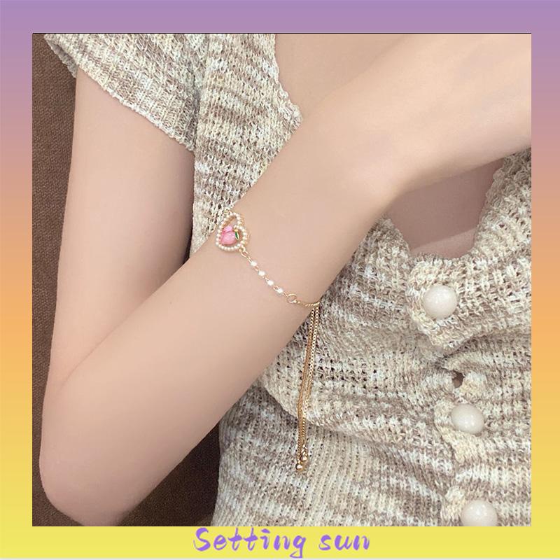 Gelang Hati Persik Simulasi Persik Manis Musim Panas Berlapis Emas Sweet TN