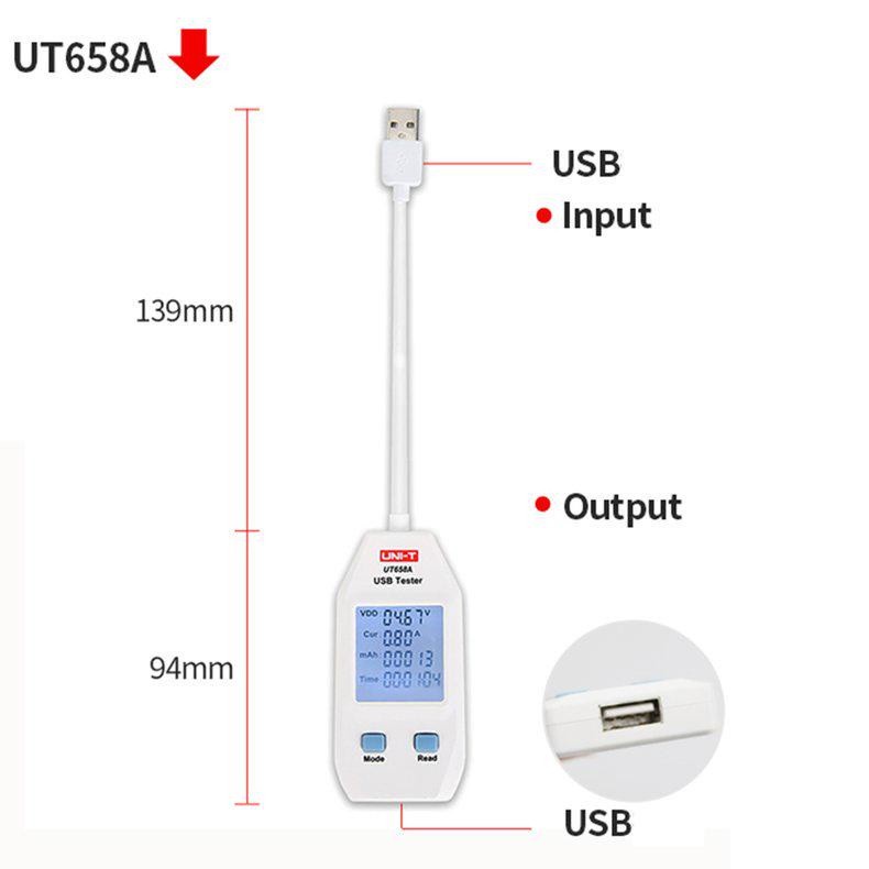 AKN88 - UNI-T UT658A - Portable USB-A Voltmeter Power Meter Tester