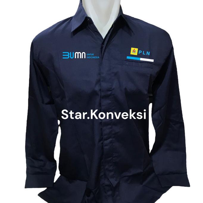 Sale Seragam Dinas Kerja Kemeja Baju BUMN PLN Biru Navy Laki-Laki Perempuan /SERAGAM KERJA WANITA/SE