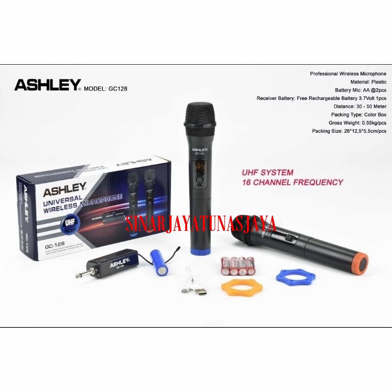 Mic Wireless Ashley GC128 bisa ganti Frequency ORIGINAL