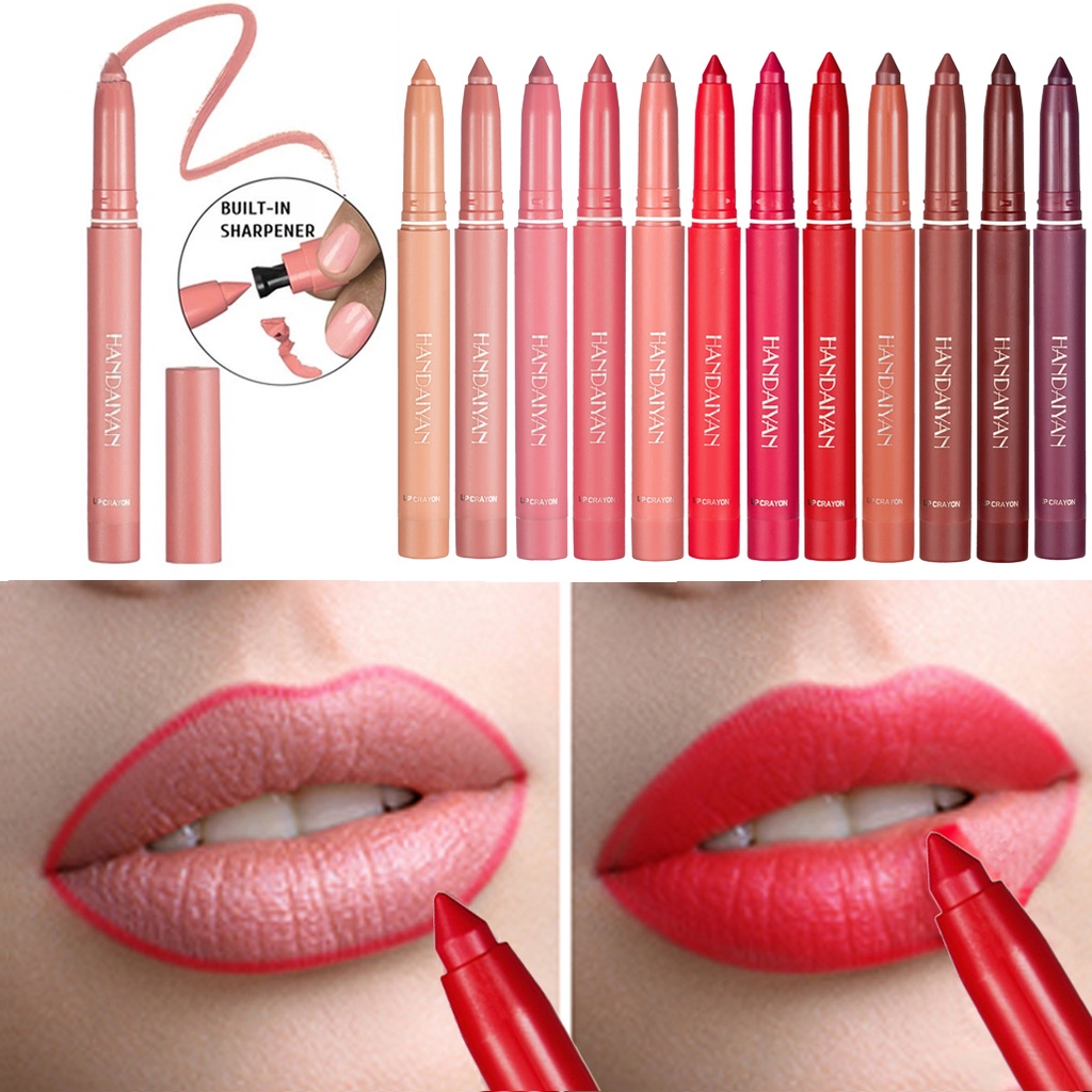 【Lip 2 in 1】Matte Lip Liner Pensil  lipstik Lipliner Tahan Lama Pensil Lipliner Tahan Air