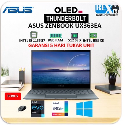 ASUS ZENBOOK 2IN1 UX363EA EVO I5 1135G7 512SSD 8GB TOUCHSCREEN W11 FHD IPS