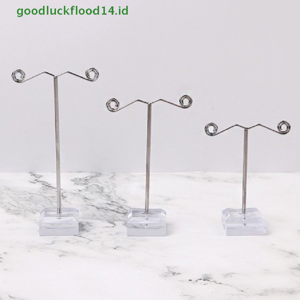 [GOOGFOUR] Logam Display Perhiasan Berdiri Hitam Akrilik Bening Stud Anting Holder Hook Hanger Counter Case Organizer Perhiasan Bouches Ornamen [TOP]